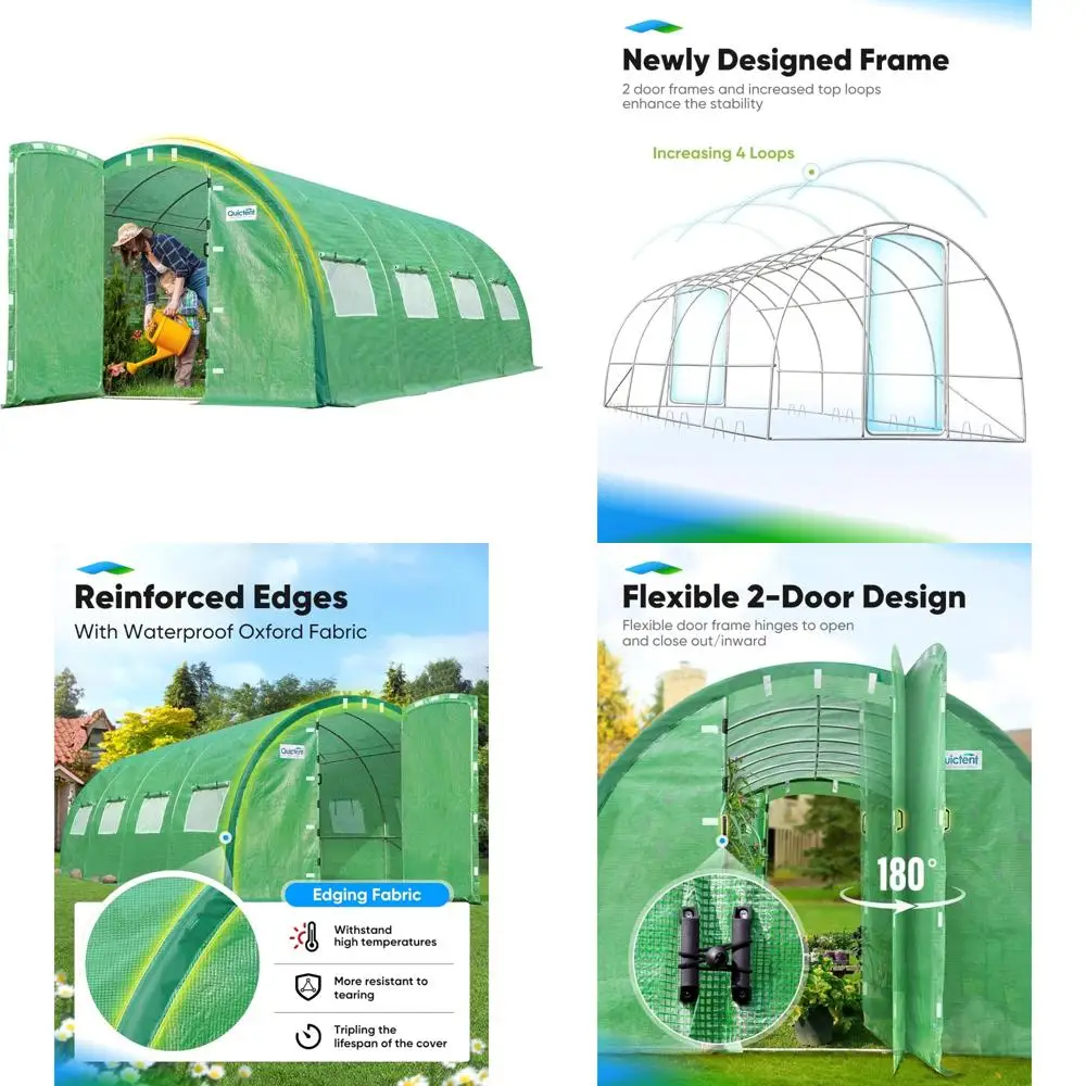 

Large Walk-in Greenhouse Outdoor Premium Upgraded Tunnel Hoop House Frame with Cover for Gardening Enthusiasts