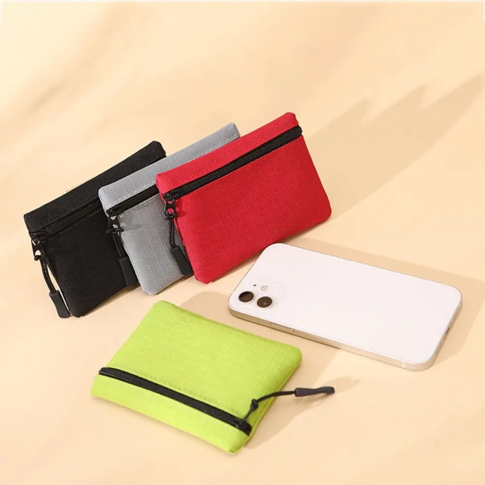 Simples Solid Color Mini Coin Purse, Canvas Kid Storage Pouch, Small Wallet, Zipper Key Bag, Mulheres e Homens
