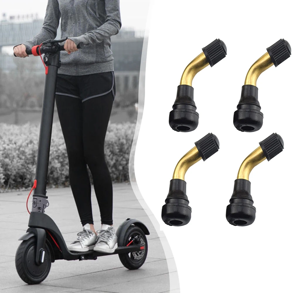 4Pcs Tyre Valves Stem Right Angle Snap-in Rubber 90 Degree Brass for Electric Scooter and M365 Electric Scooter