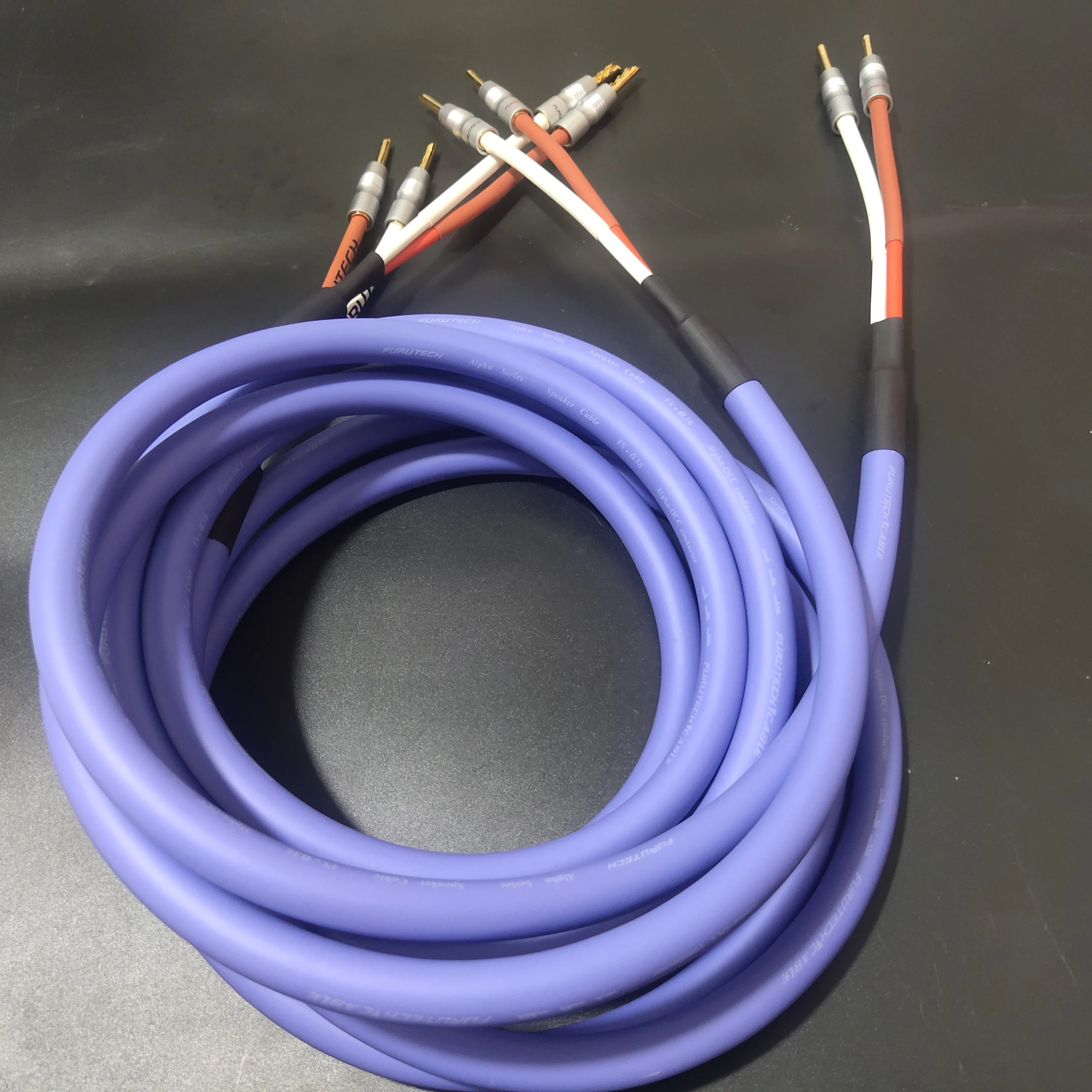 Kabel głośnikowy Furutech model flagowy FS-α36 alfa-occ audiofilski wzmacniacz audio hi-fi upgrade cable z oryginalną wtyczka bananowa