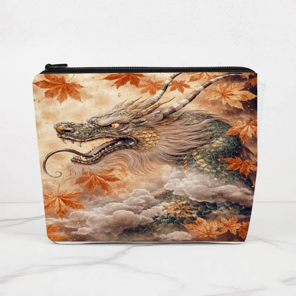 Dragon Autumn Leaves Clouds Sky Make-up-Taschen für Mädchen, Kosmetiktasche, Kulturbeutel, Federmäppchen, Reiseaufbewahrung