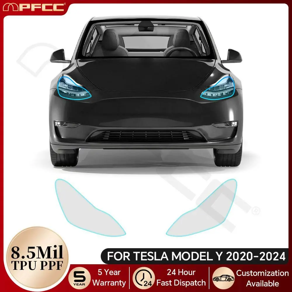

For Tesla Model Y 2020-2024 8.5Mil TPU Headlight Rearview B Pillars Door Handle Paint Protection Film Pre-cut PPF Anti-Scratch
