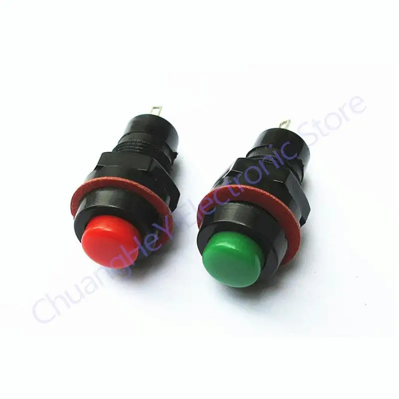 セルフロック付きミニチュアボタン,DS-211ラウンド,10個,オン/オフボタン,1a 250v AC,赤,緑