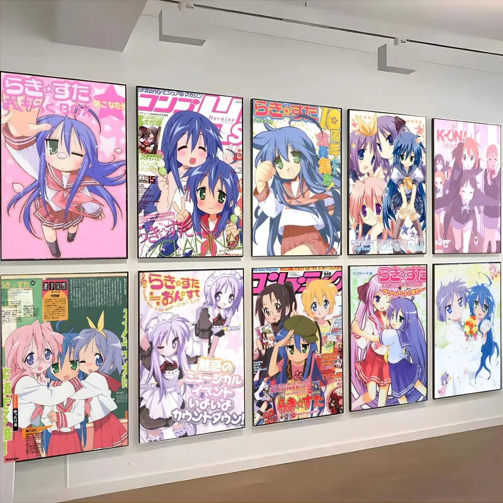 Lucky Star Anime Poster Self-adhesive Advanced Aesthetic Printing Paper Wall Art for Living Room Home Decor