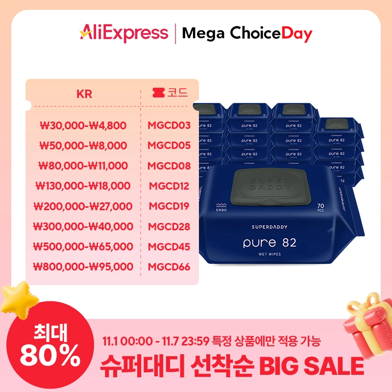 قبعة مناديل مبللة للأطفال من سوبر دادي بيور 82 من النوع 70 ورقة 20 عبوة (82 جرام في المتر المربع)