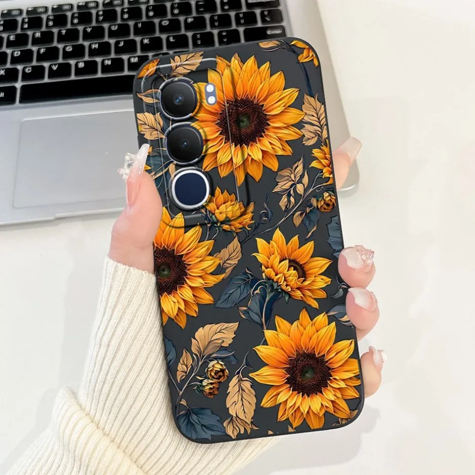 2024 For Vivo Y19s Y18 Y17s Y16 Y17 Y15 Y12 Y11 Y03 Y02 Y02s Y22s Y100 Y200 Tulip Sunflower Painted Soft Silicon Shockproof Case