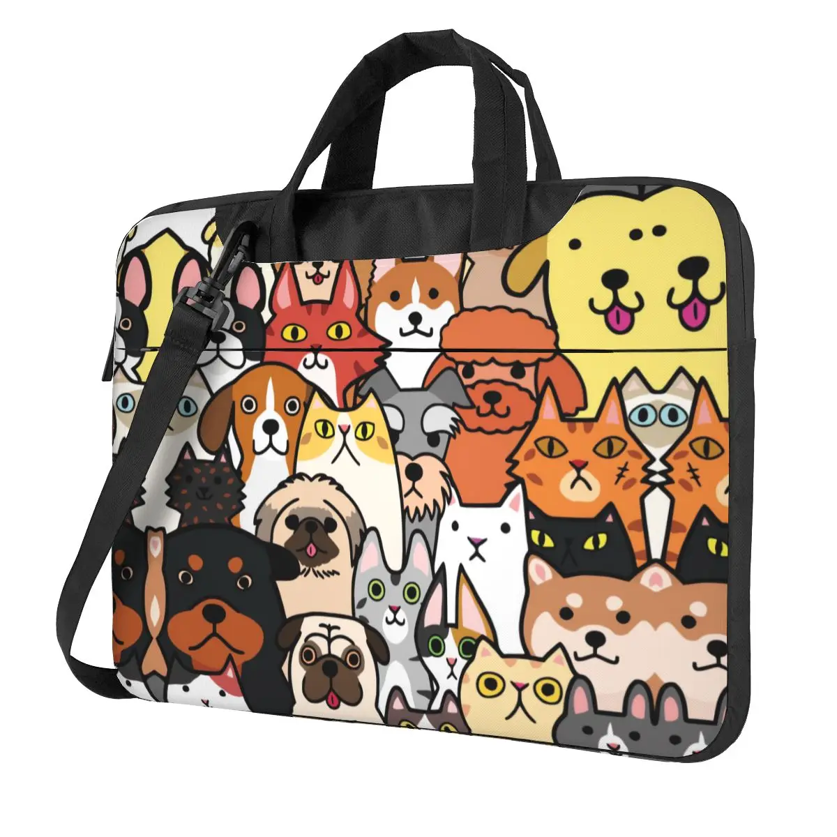 Laptop Bag Cute Doodle Dogs Cats Faces Waterproof Notebook Pouch Animal For Macbook Air HP Huawei 13 14 15 Print Computer Bag