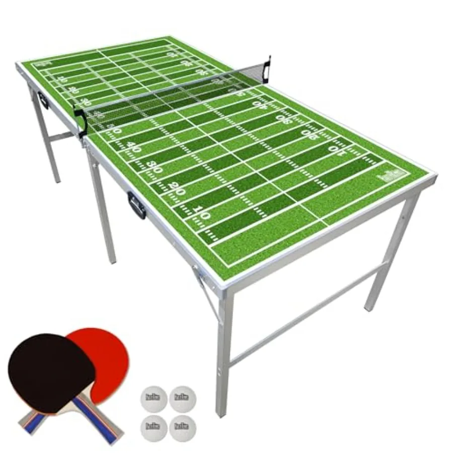 

6x3 ft Mid-Size Portable Folding Ping Pong Table - Indoor/Outdoor w/ Optional LED Lights - Black & White Lightweight Design