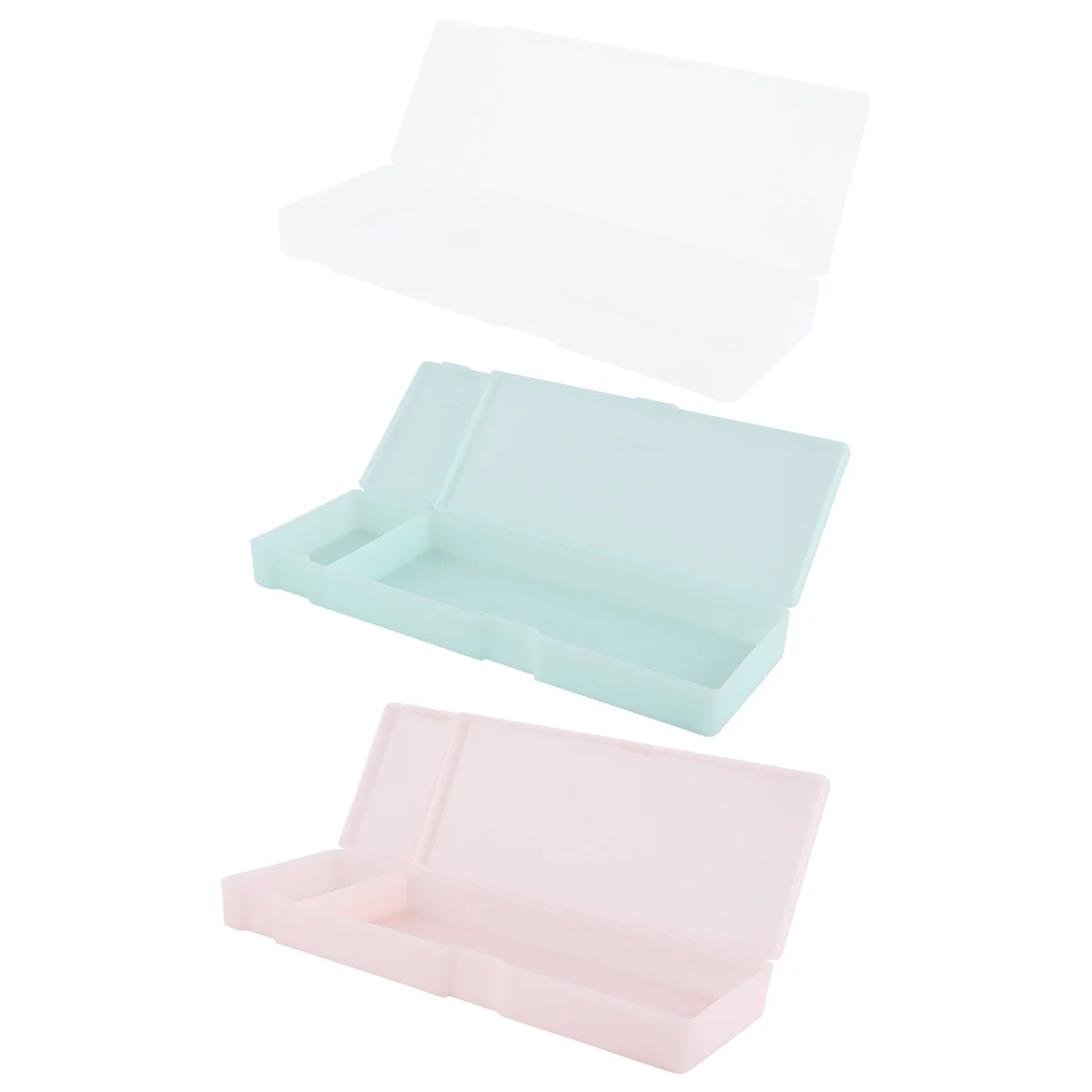 

3Pcs Translucent Plastic Pencil Case Stationery Storage Box Multi-Functional Pen Holder for Students Writing Tools Organizer