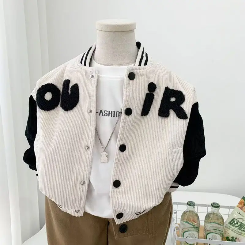 

Boys' Jacket 2024 New Korean Edition Children's Baby Casual Baseball Jacket Spring and Autumn Corduroy Jacket 2 3 5 7Y