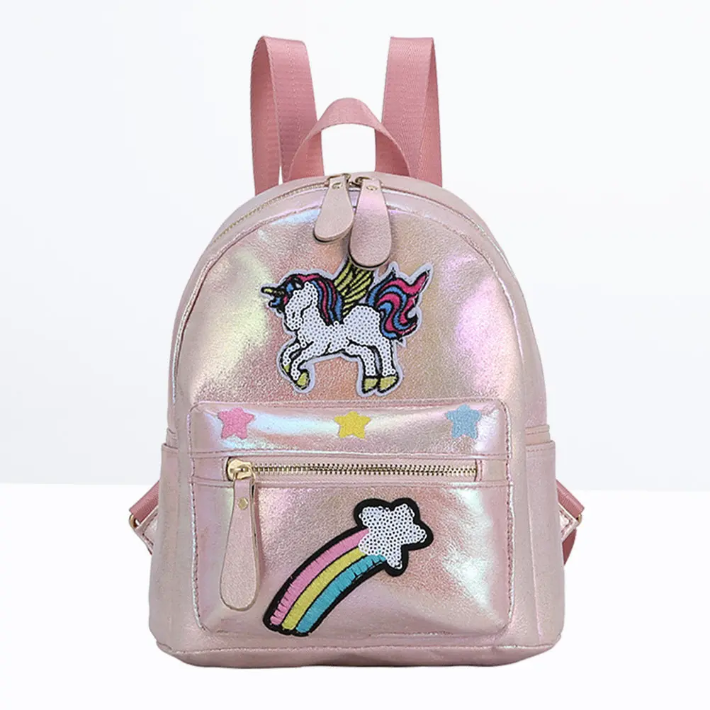 

Детский рюкзак с единорогом, розовый, с блестками, регулируемые лямки, мягкая подкладка на плечах, повседневная сумка для малышей, маленький размер, для школы