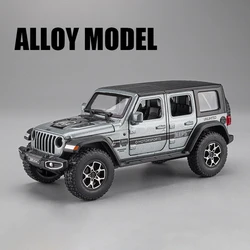 Jeeps Wrangler Sahara-coche todoterreno de aleación, juguete de fundición de Metal fundido a presión, sonido y luz, vehículo de juguete para niños, 1:32