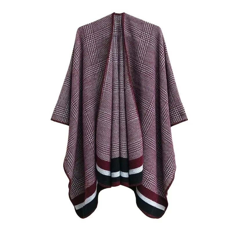 Autumn Winter New Fashion Acrylic Shawl Women Cape Fashion Street Travel Multi-purpose Warmth Poncho Lady Capes  Cloaks