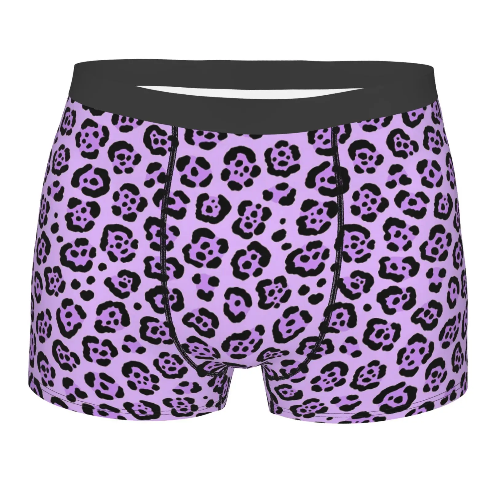 Purple Leopard Print Pattern Men Underwear Boxers Men's Novelty Underpant Breathable Printed Male Underpants Man Boxer Briefs