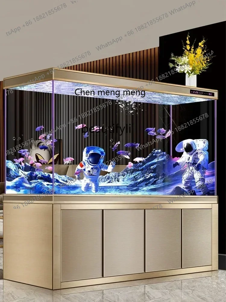 cn8350 LHY Fish Tank Bottom Filter Super White Glass Aquarium Large Living Room Floor Ecological Pot Change Water Dragon Fish Ta