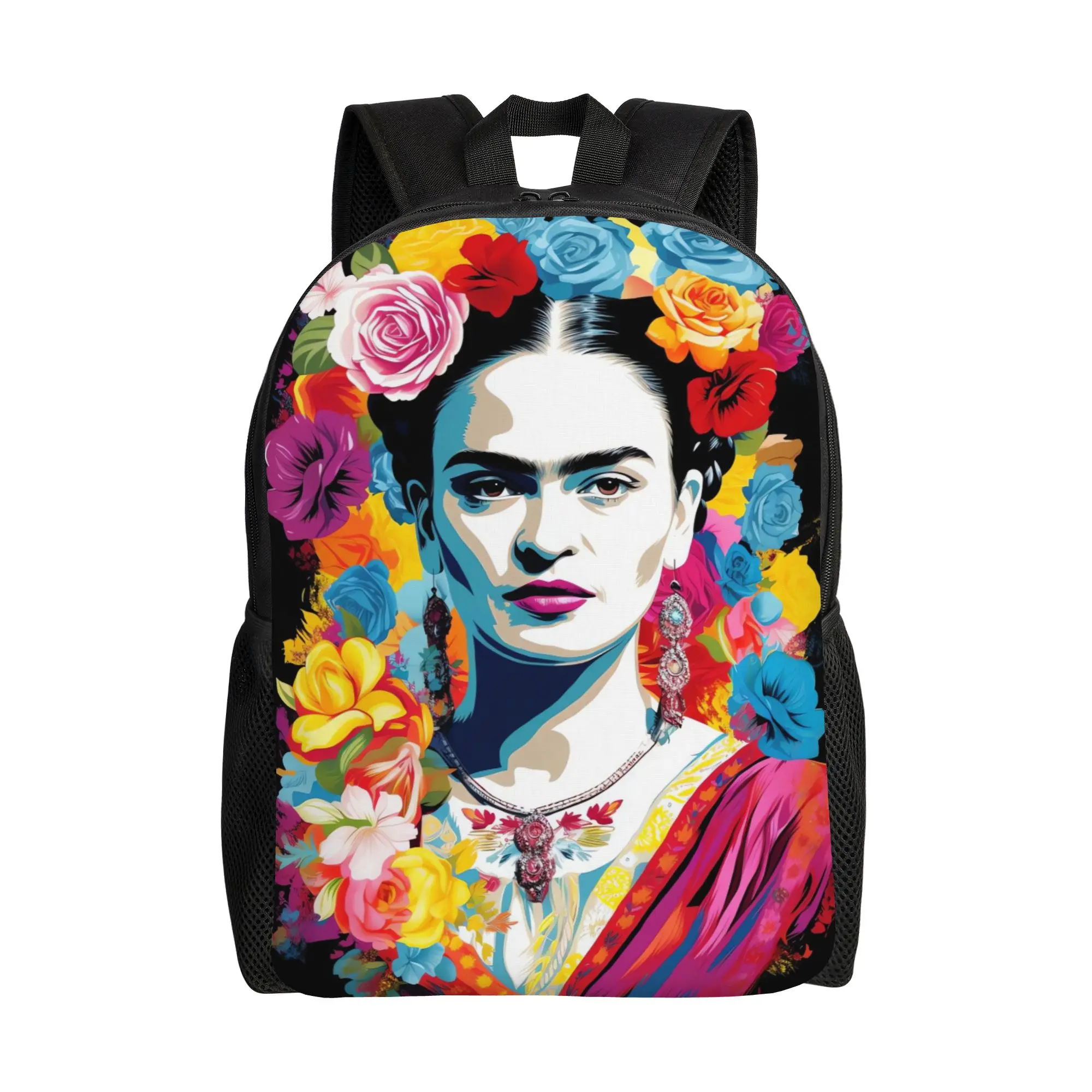 

F-Frida K-Kahlo Flower Print Backpack Female Polyester Sport Backpacks Breathable Modern High School Bags Rucksack