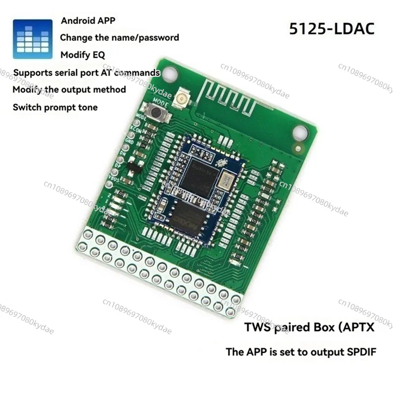 A32T-QCC5125 Bluetooth 5.1 Stereo Audio Module DC 3.6-5.5V Support Featuring Lossless LDAC  SPDIF Output APTX/APTXLL/APTXHD