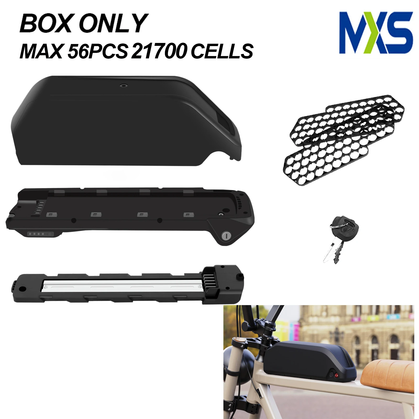 AliExpress NONE MAX 56pcs 21700 Cells  Polly Battery Case EBike Battery Box Ebike Downtube Case with Battery Holder