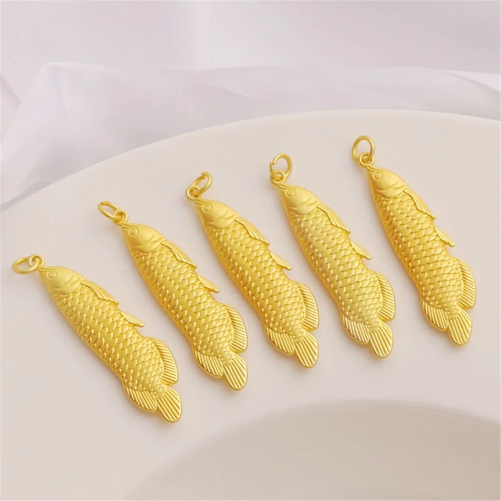 18K Gold Color Arowana Large Pendant, Like A Duck to Water, DIY Handmade Bracelet, Necklace Pendant