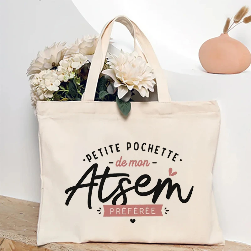 French School ATSEM Appreciation Design Tote Bag - Durable Polyester Shopping Bags with French School Inspired Shoulder Bag