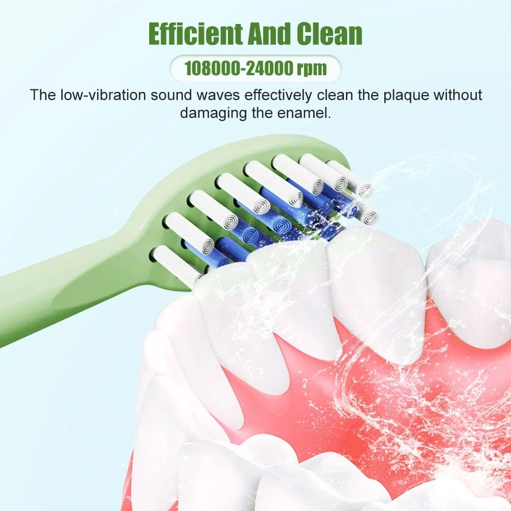 Colorful Sonic Children's Electric Toothbrush Rechargeable Cartoon Design Automatic IPX7 Waterproof with Replacement Head