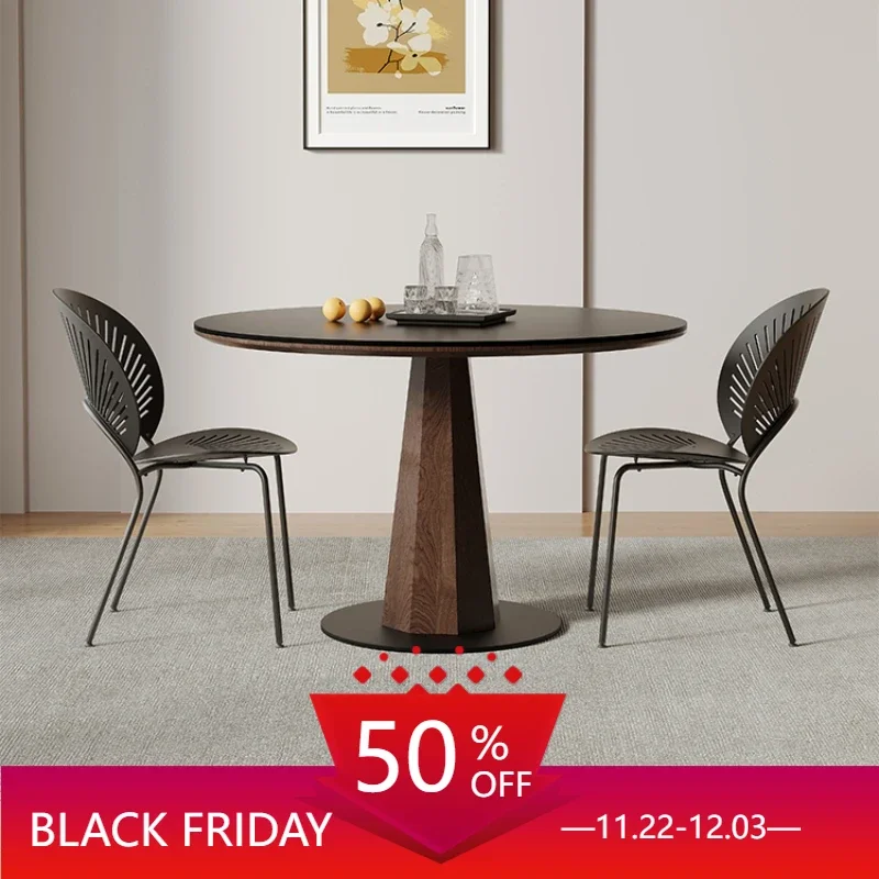 

Solid Wood Round Coffee Table Black Simple Kitchen Nordic Dining Table Japanese Home Mesas De Jantar Home Furniture ZT50DT