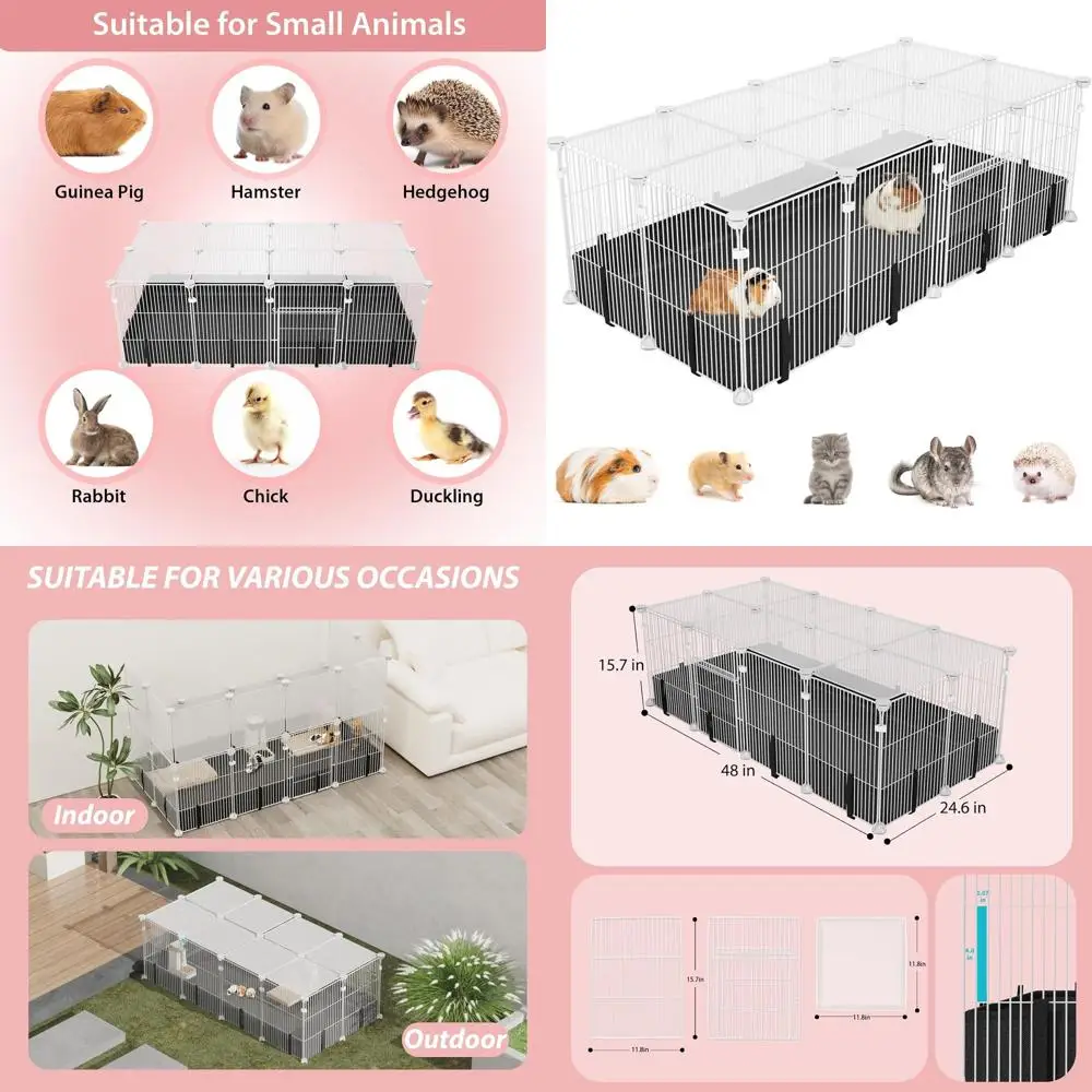 

Small Animal Playpen with Waterproof Mat,Guinea Pig Cages,48"*26"*15.7"C&C Cage for Hamster,Rabbit,Bunny,Hedgehog,Chinchilla,Fer