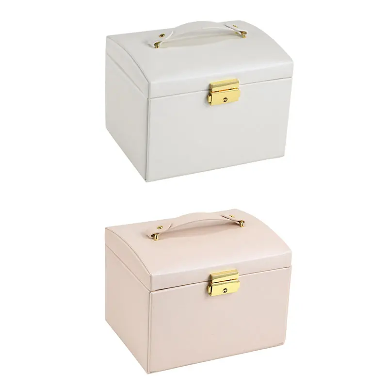 Large Jewelry Box Organizer Girls PU Leather Drawer Jewellery Boxes Earring Ring Necklace Jewelry Storage Case Casket