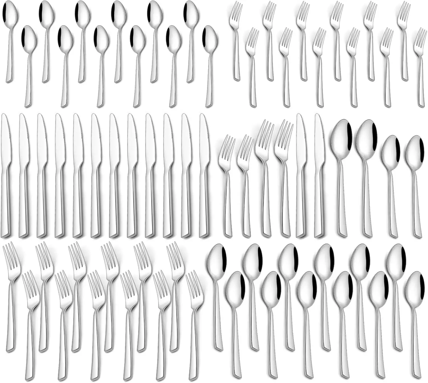 

60 Piece Silverware Set For 12, Stainless Steel Flatware/Tableware Set Include Spoons/Forks/Knives, Mirror Polished Cutle