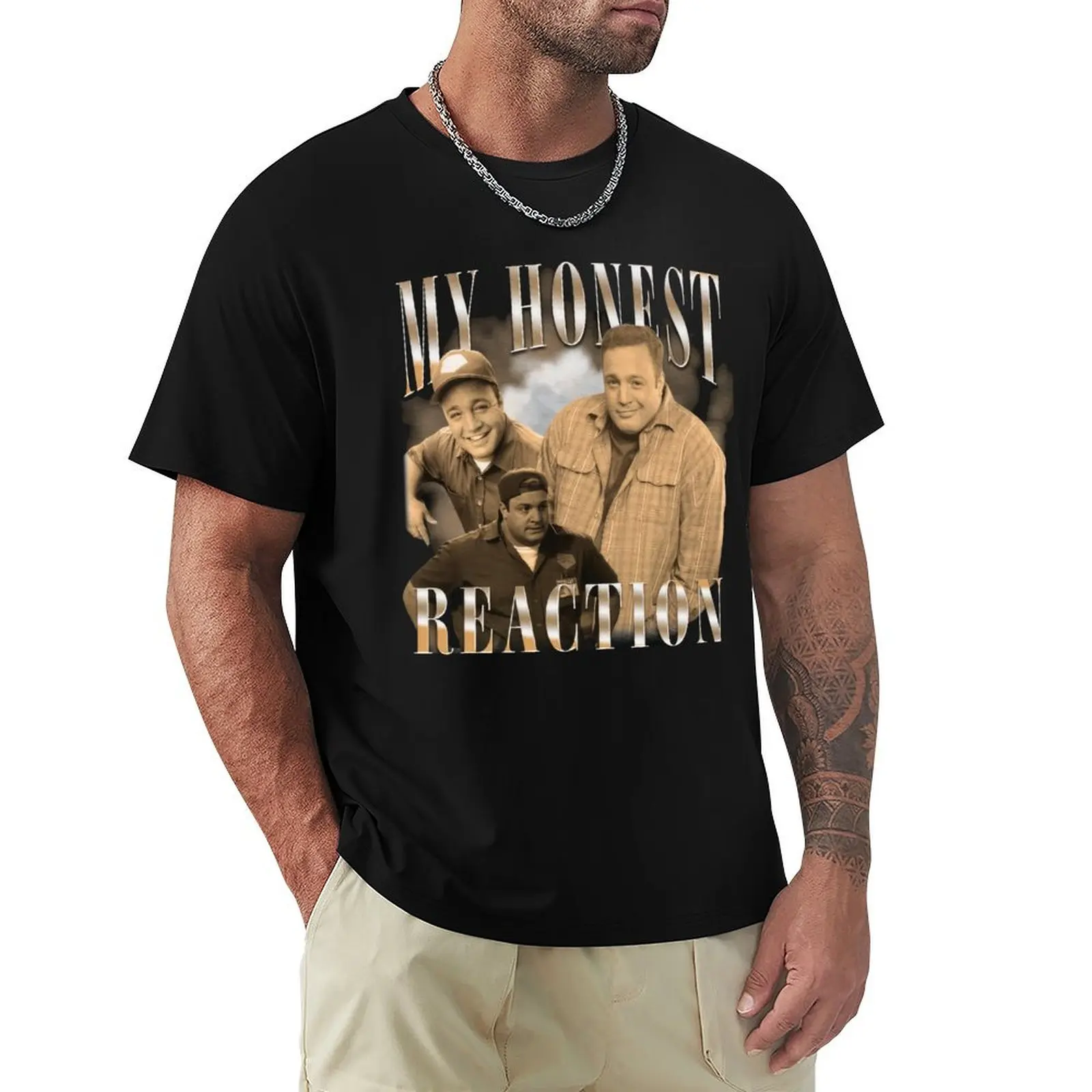 My Honest Reaction Kevin James T-Shirt Big Size Short Sleeve Tee for Men