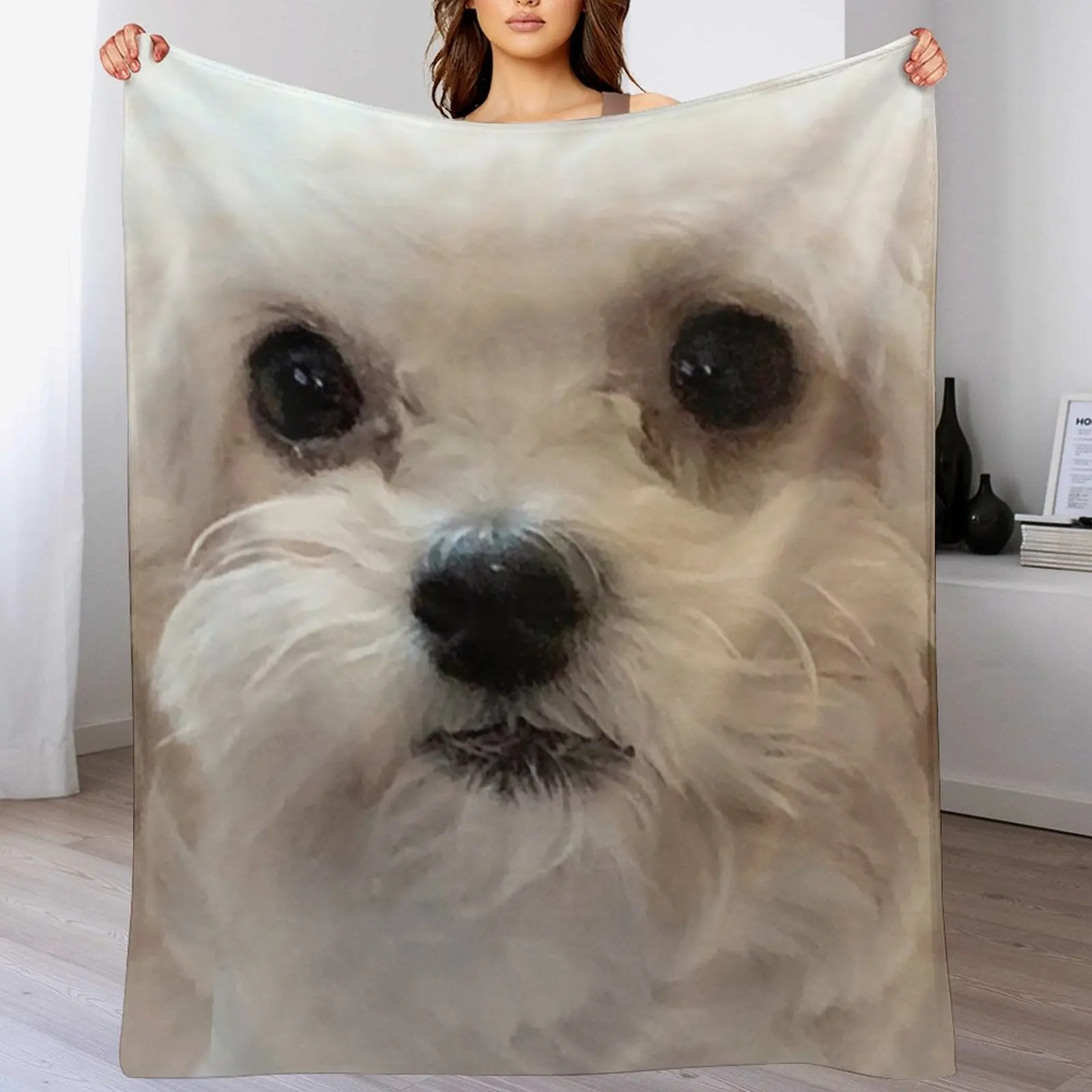 

Maltipoo sweetheart with long silky white hair. Throw Blanket Camping Decorative Sofa Decorative Beds Soft Blankets