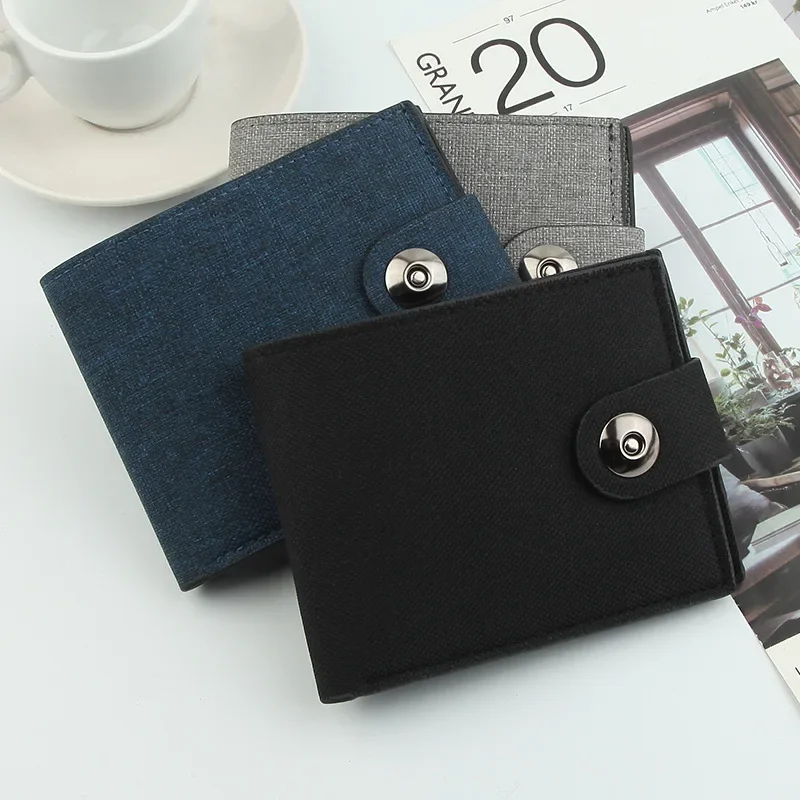 Canvas Wallets for Men Casual Card Holder Cash Coin Purse ID Holder Clutch Bag Luxury Wallet Men Photo Bag Folding Short Wallet