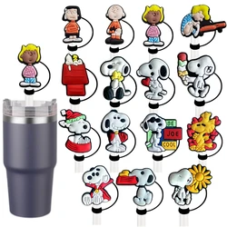 MINISO Snoopy Straw Toppers for10mm, with 30&40Oz Tumbler Accessories，with Handle Dust-Proof Reusable Straw Cover Charms Pendant