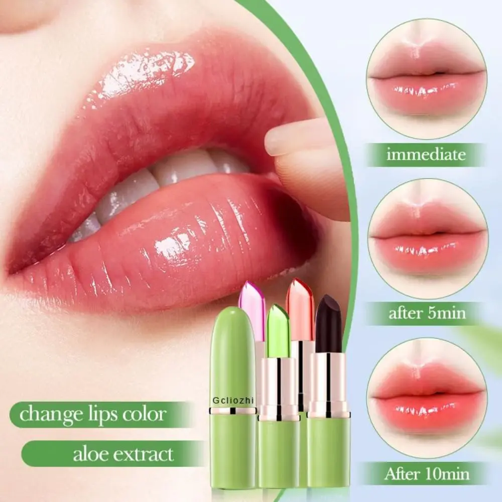 Lápiz labial de Aloe Vera de larga duración, nutritivo cambio de Color de temperatura, hidratante de labios, bálsamo labial mágico, maquillaje de labios, nuevo