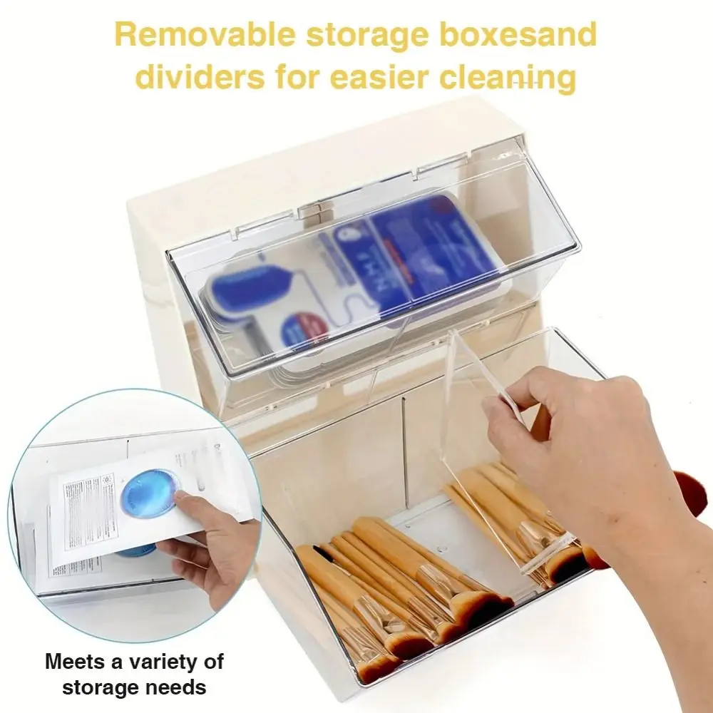 

Plastic Tea Bag Storage Box Large Capacity with Cover Coffee Pod Holder Space saving Dustproof Desktop Storage Box Office