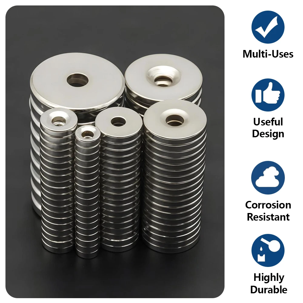 Neodymium Magnet Hole NdFeB N35 Rare Earth Round Super Powerful Magnets Strong Permanent With Holes Magnetic imanes Disc