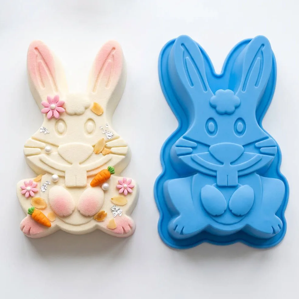 Easter Rabbit Silicone Cake Mold - DIY Baking Mould for Bread Mousse Jelly Chocolate Dessert Making