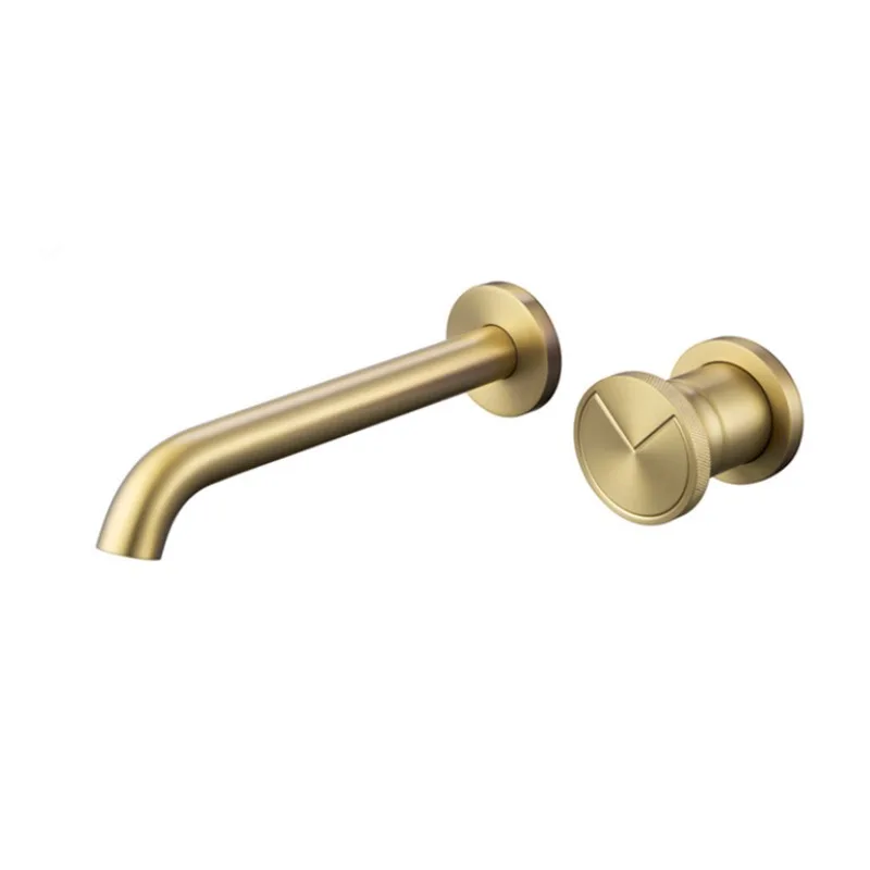 Hot Melt Concealed Wall Mounted Basin Faucet, All Copper Hot and Cold Gold Color Hidden Wall Out Pre Embedded Faucet