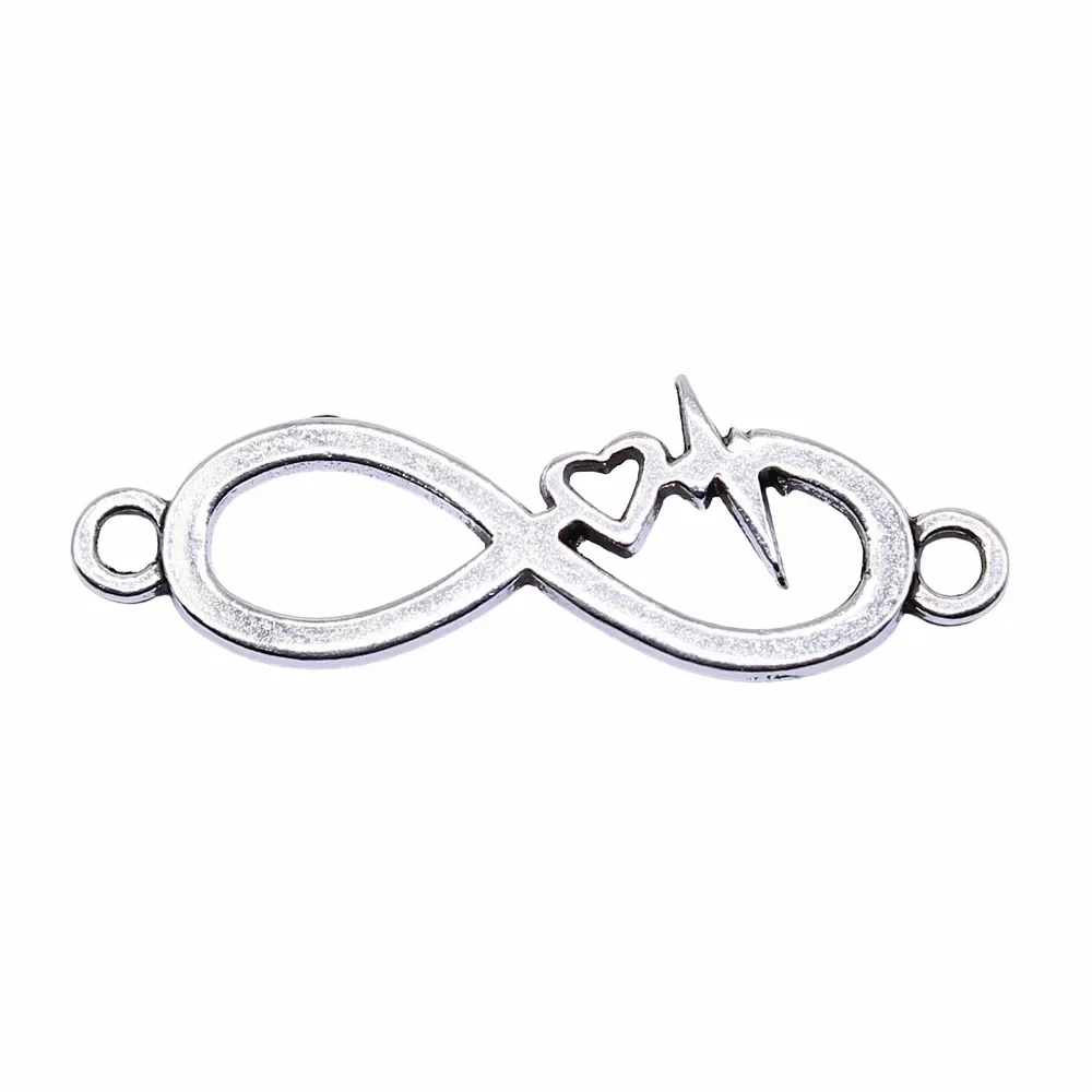 5 قطعة فضية اللون الرجعية الجوف لانهائي عدد 8 القلب ECG سحر ل قلادة سوار صنع DIY بها بنفسك العثور على المجوهرات الإكسسوارات