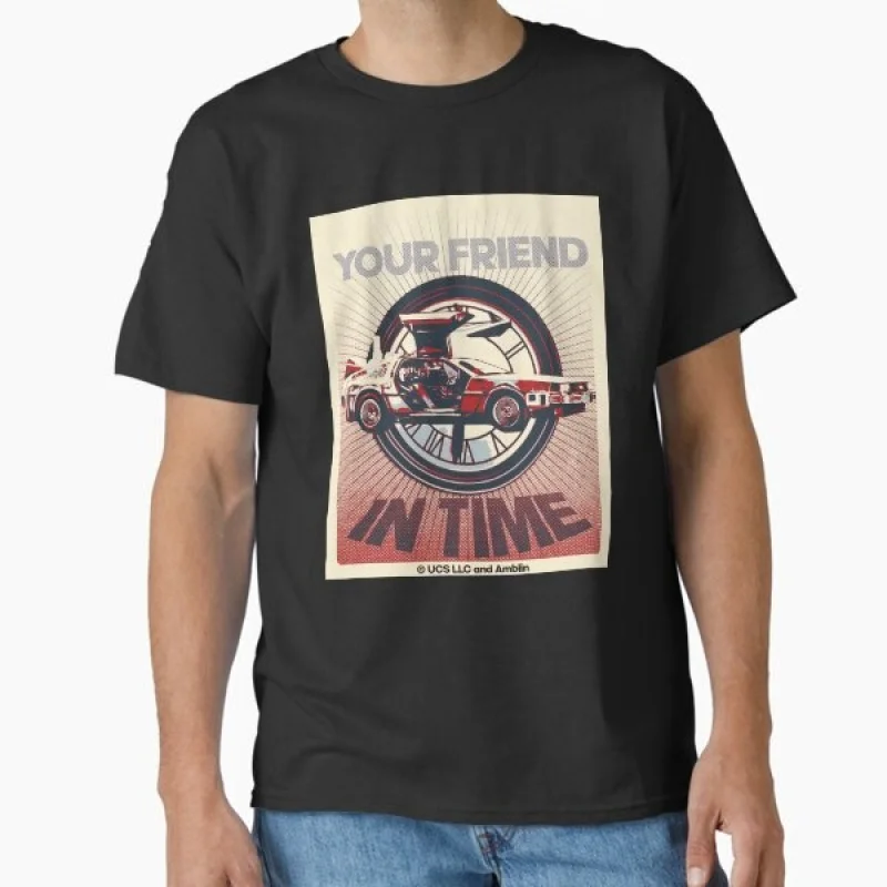 

0324 Back To The Future Retro Sic Fi Gift t shirt Vintage Time Machine DeLorean Graphic Clothes 100% cotton Large size Tops