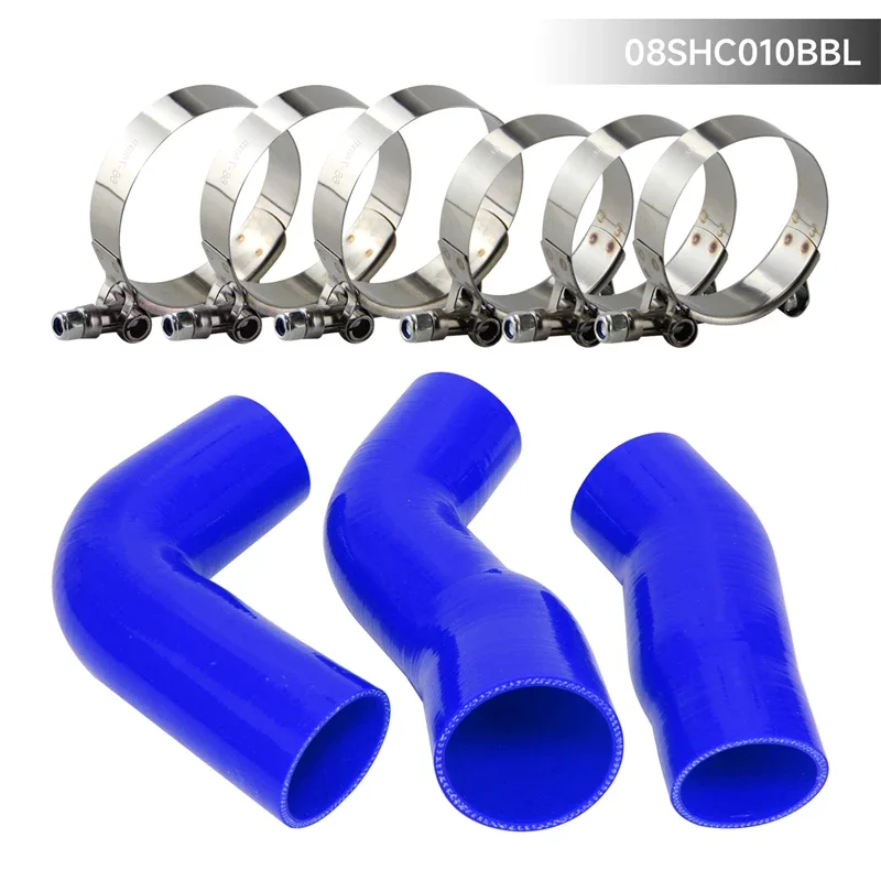 Silicone Intercooler Turbo Pipe Hose W/ T-Clamps Kit Fits For BMW E60 E61 530d 525d  Black/Blue/Red