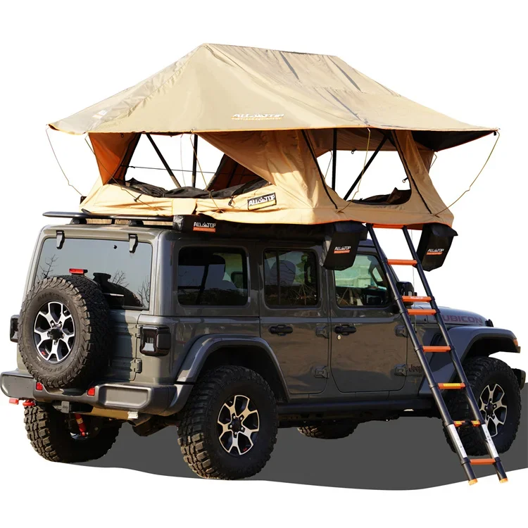 High Quality Aluminum Car Offroad Camping Rooftop Tent 3-4 Person Foldable Vehicle Soft Roof Top Tent  with Annex