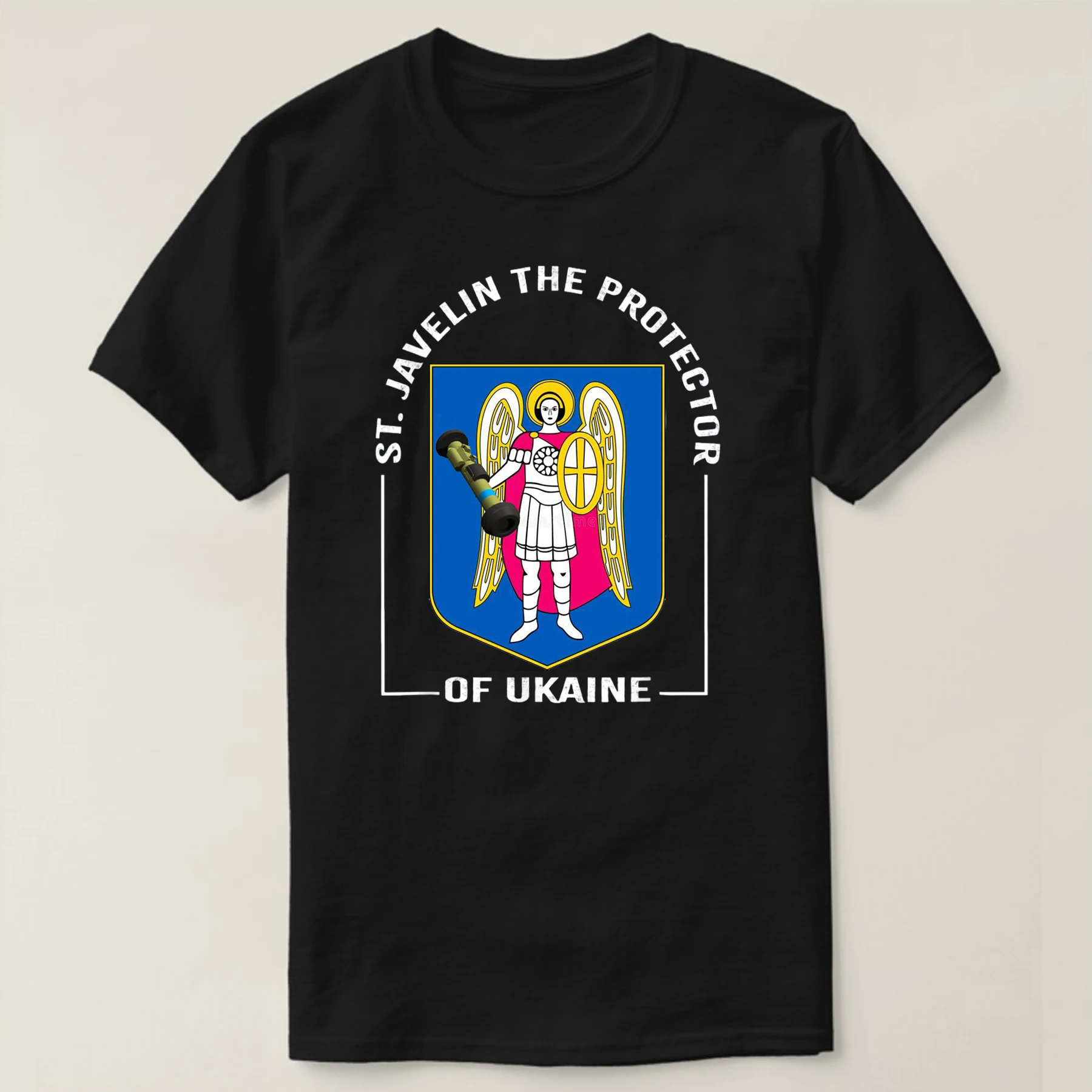 St. Javelin The Protector of Ukraine T Shirt. High Quality Cotton, Large Sizes, Breathable Top, Loose Casual T-shirt S-3XL