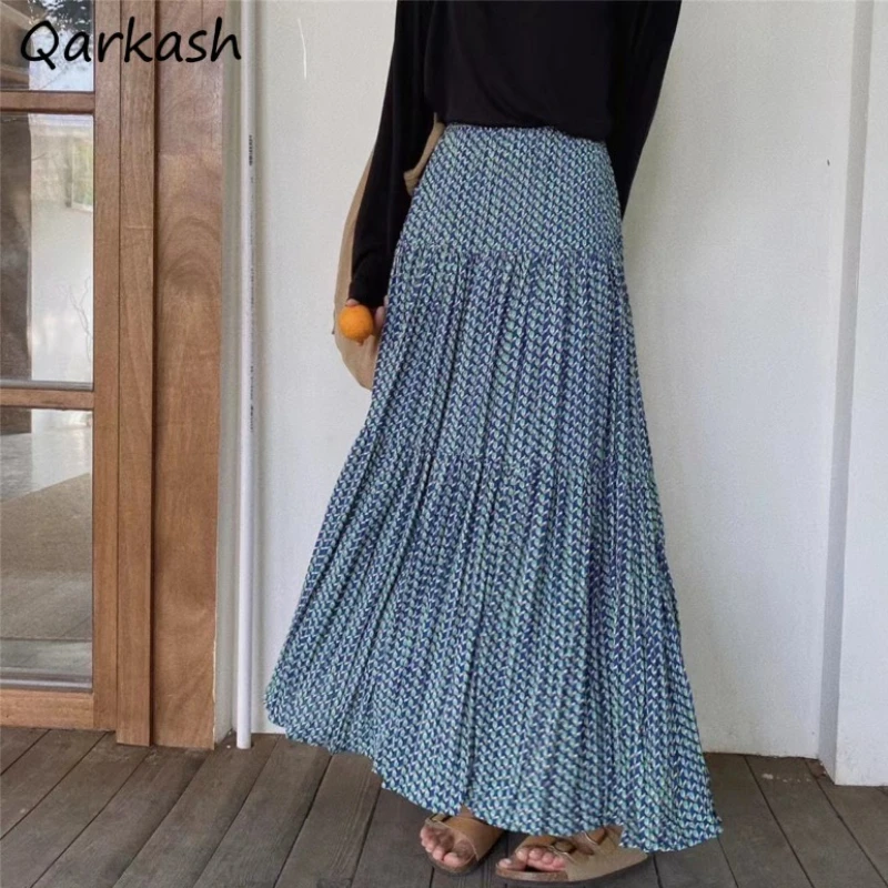 

Floral Maxi Skirts Women Vintage Prairie Style Baggy Harajuku Faldas Aesthetic Holiday High Waisted Mujer Minority Feminino 2023