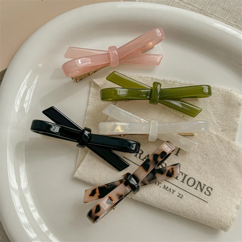 

Korean Women Acetate Hairpin Headdress Clip Side Girl's Clip Female Bow Back Head Bangs Top Clip Hair Accessories Hair Pins