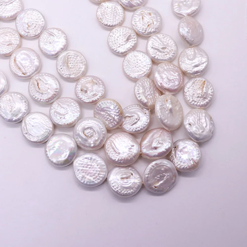 White Natural Freshwater Pearl Beads Disc Button Shape Baroque Pearl Loose Bead 1 Strand For Handmade Woman Fashion Jewelry Gift