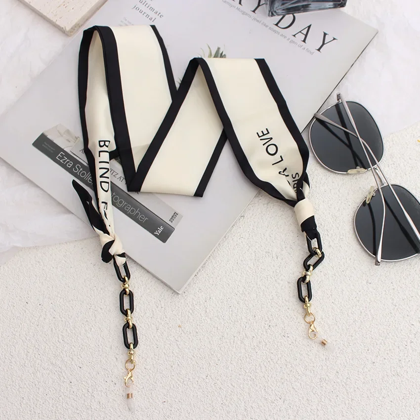 

Retro Silk Glasses Mask Chain Multi-Purpose Anti-Lost Necklace Fashionable Scarf Accessory for Women Men
