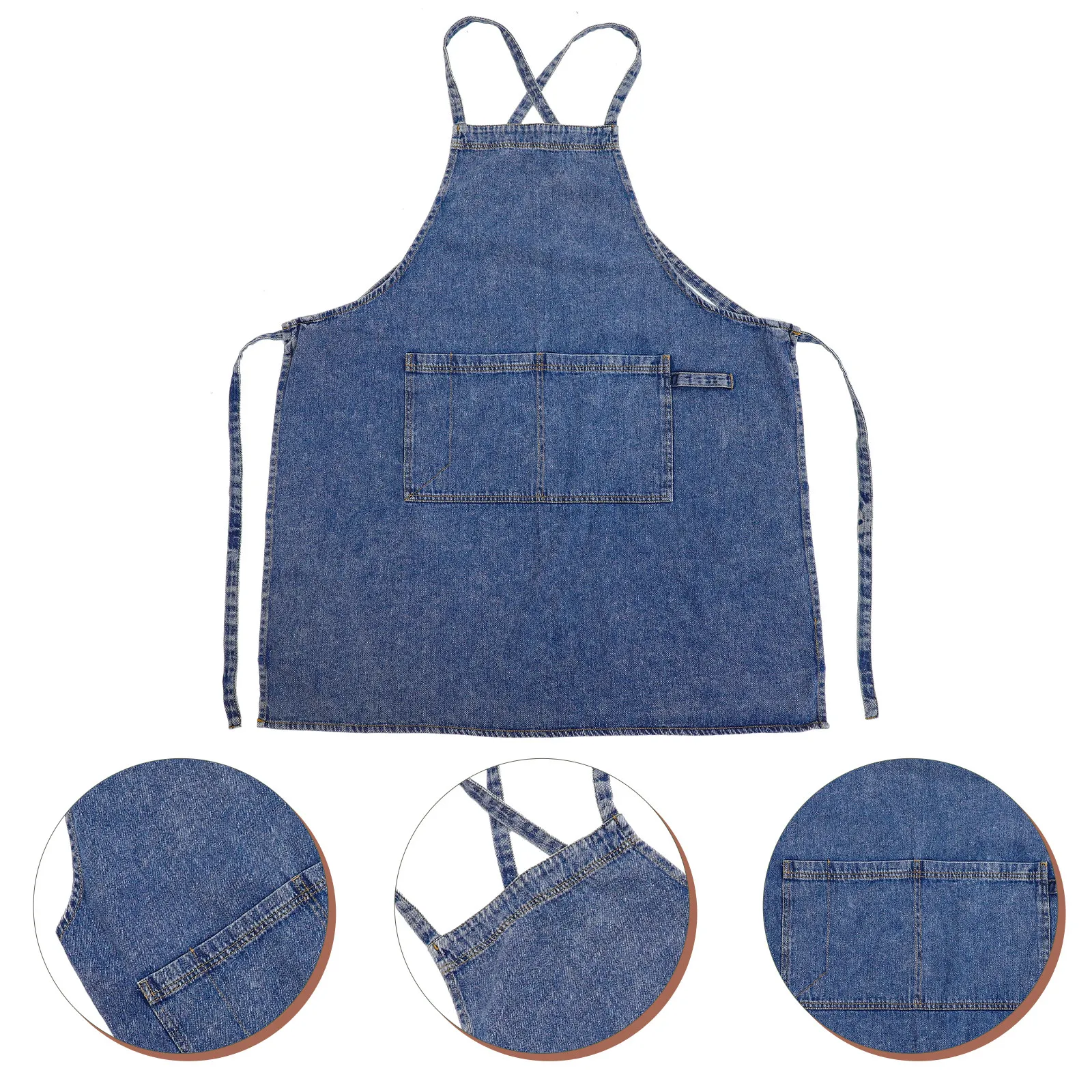 

Функциональный рабочий фартук из плотного денима премиум-класса для мужчин и женщин: для кухни, поваров, приготовления пищи, выпечки, барбекю, с регулируемыми ремнями и карманом для телефона