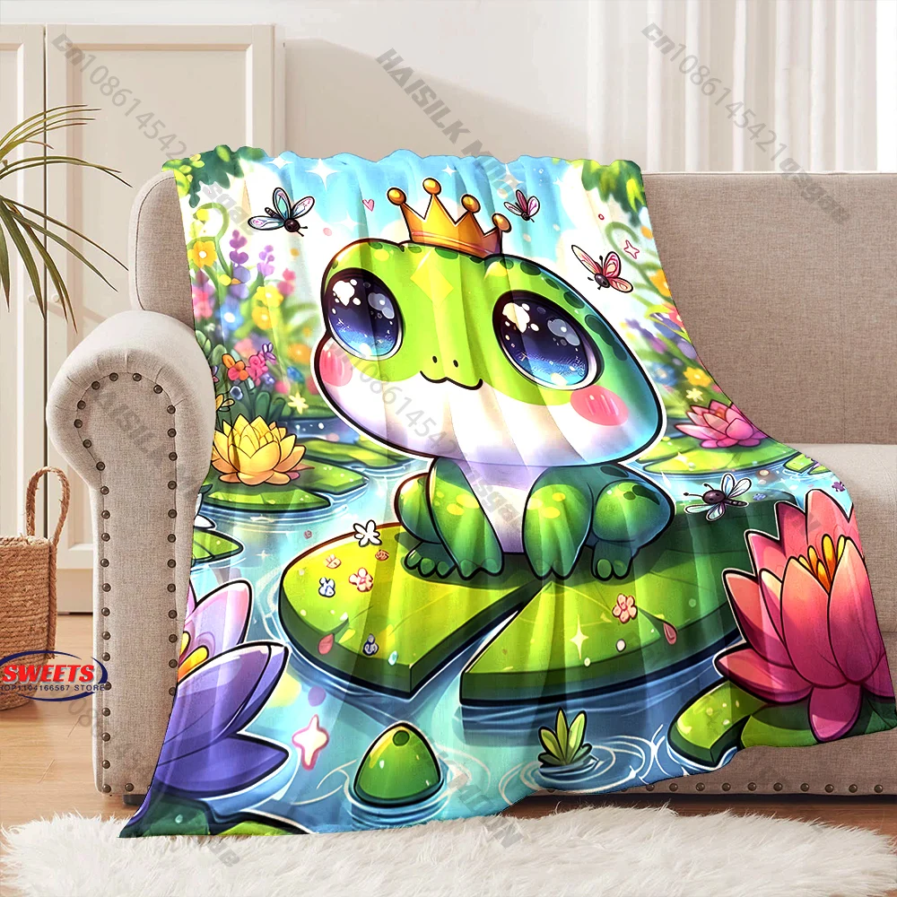 

Adorable Frog Lily Pond Blanket Multiple sizes kid's and adults' bedroom living room sofa decor blanket, Exquisite gift