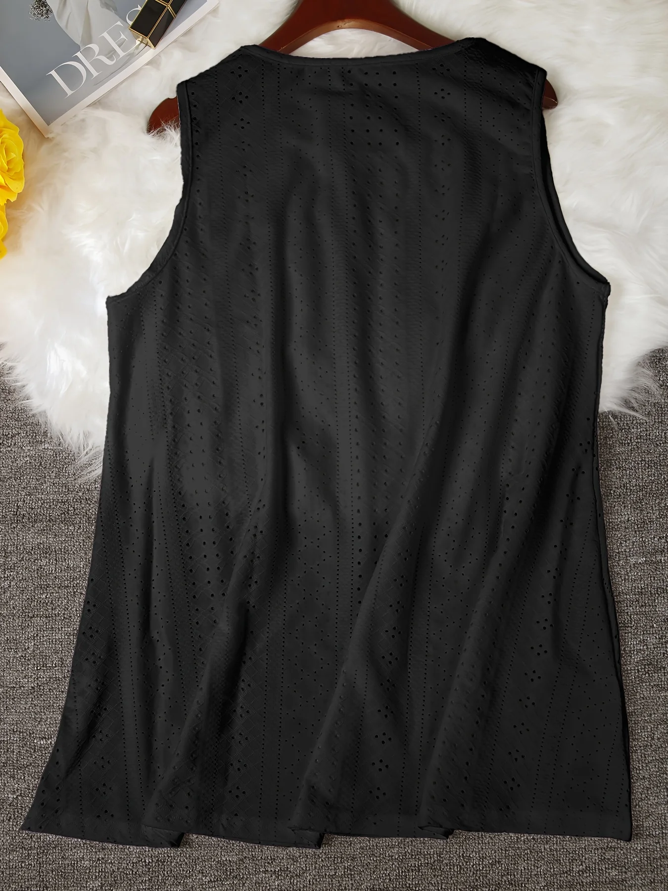 Elegantes Ärmelloses Tunika-Oberteil für Damen in Übergrößen mit Strukturiertem Design für den Alltag – Detail 5